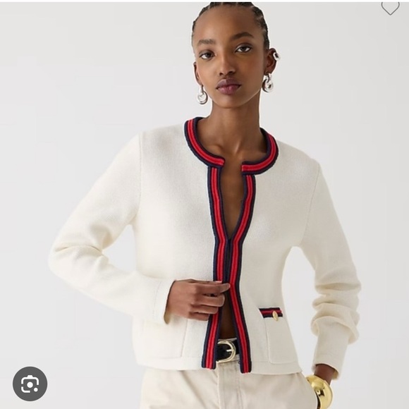NEW J Crew Emilie sweater jacket with contrast - Picture 2 of 4